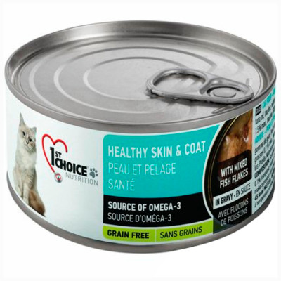 Корм 1st Сhoice Nutrition Здоровая Шерсть сардина с макрелью в масле тунца для кошек, 85г