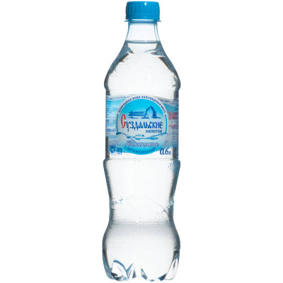 Вода Суздальские Напитки Прозрачная минеральная столовая питьевая негазированная, 600мл