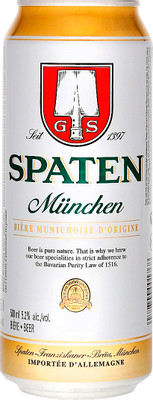Пиво Spaten Munchen светлое 5.2%, 500мл