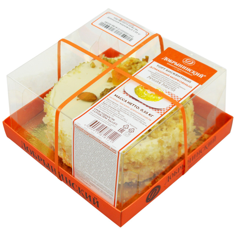 Торт бисквитный Добрынинский Домашний Морковный, 550г — фото 1
