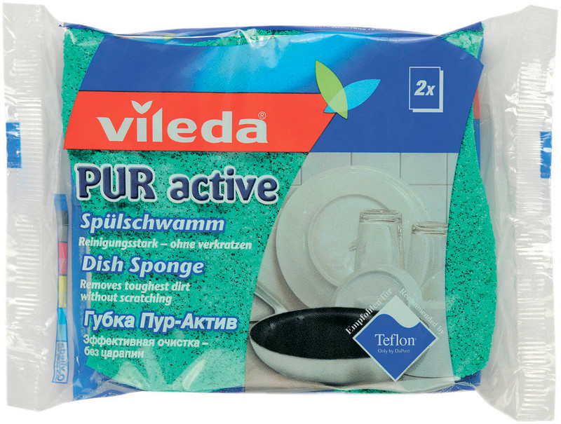 Губки Vileda Pur Active для мытья посуды, 2шт — фото 1