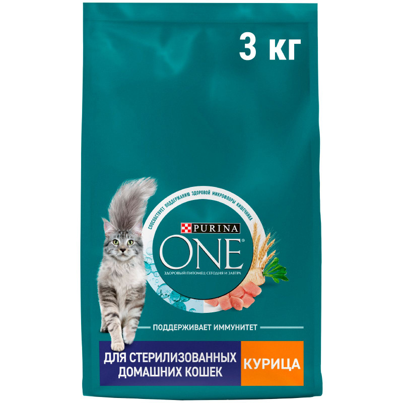 Сухой корм Purina One курица для стерилизованных кошек и кастрированных котов, 3кг