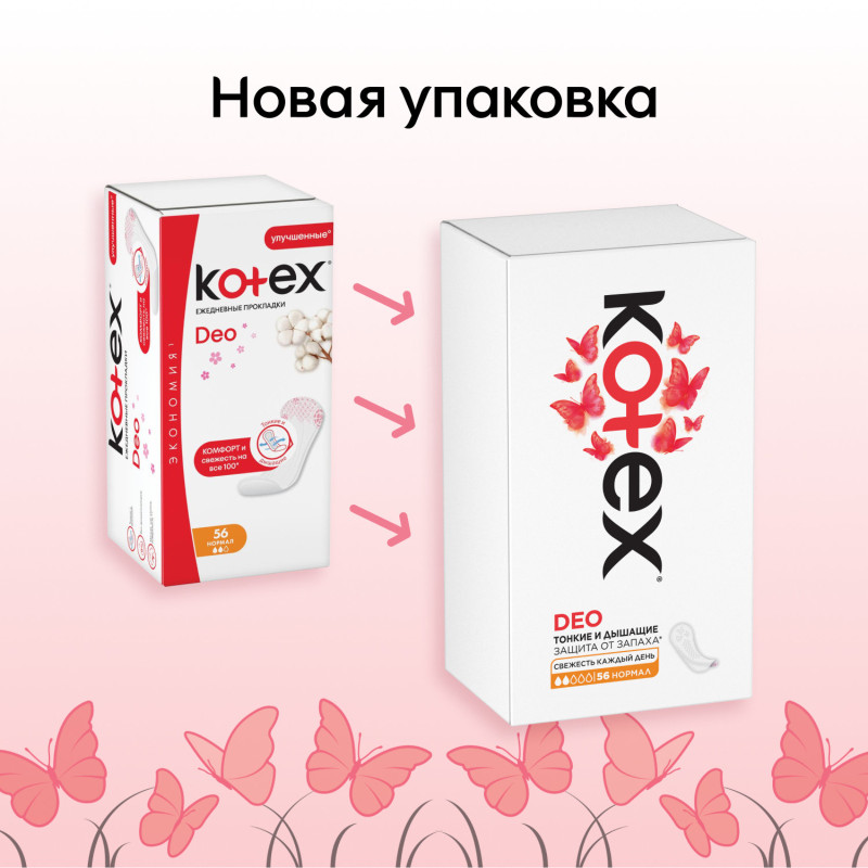 Прокладки Kotex Deo Normal ежедневные гигиенические ароматизированные, 56шт — фото 3