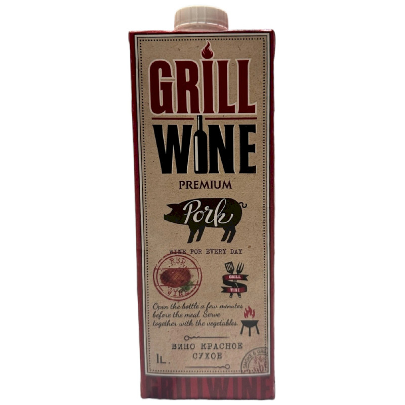 Вино Grillwine Premium Pork красное сухое 9-11%, 1л