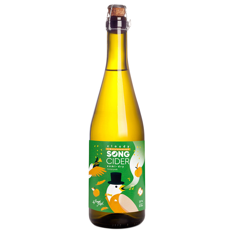 Сидр Song Cider яблочный полусухой газированный 5%, 500мл