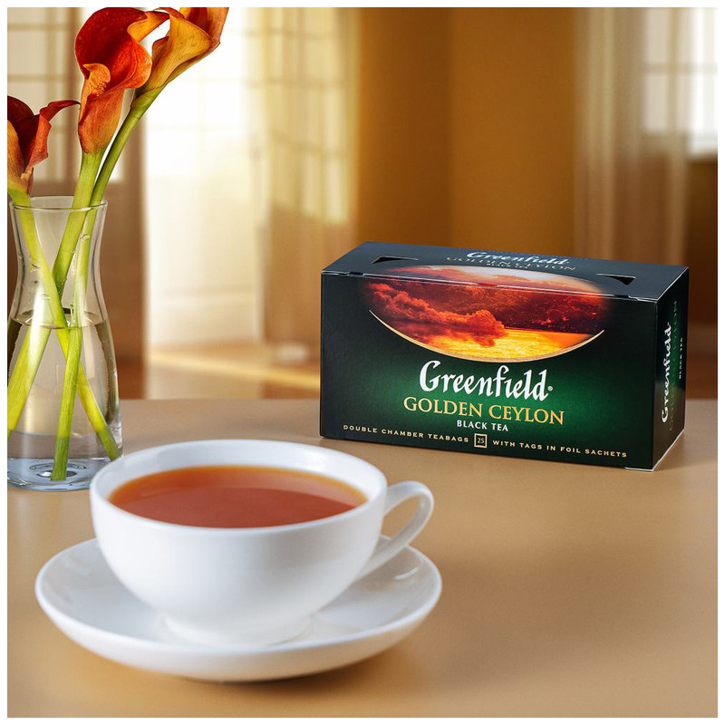 Чай Greenfield Золотой Цейлон чёрный в пакетиках, 25х2г — фото 5
