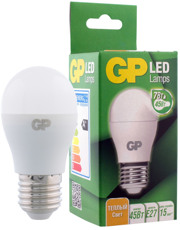 Лампа светодиодная GP LEDG45-7WE27-27K-2CRB1 теплый свет — фото 5