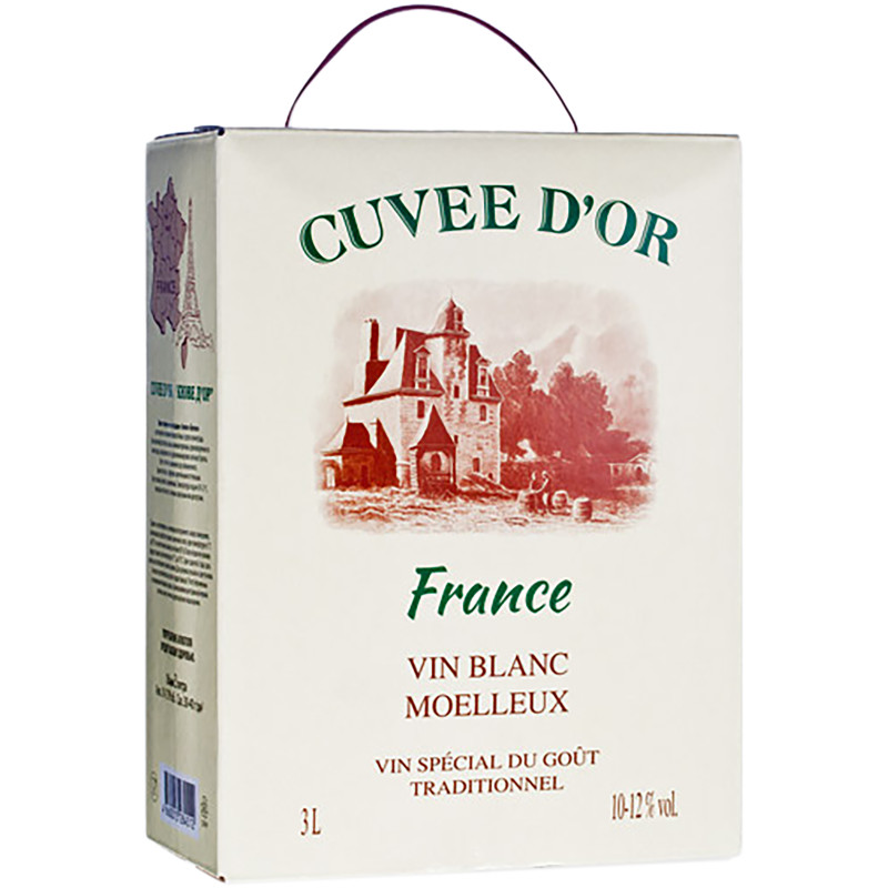 Вино Cuvee D'Or белое полусладкое 10-12%, 3л
