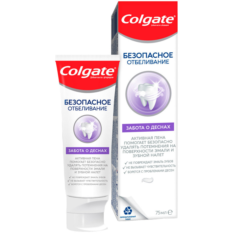 Зубная паста Colgate безопасное отбеливание забота о дёснах, 75мл — фото 2