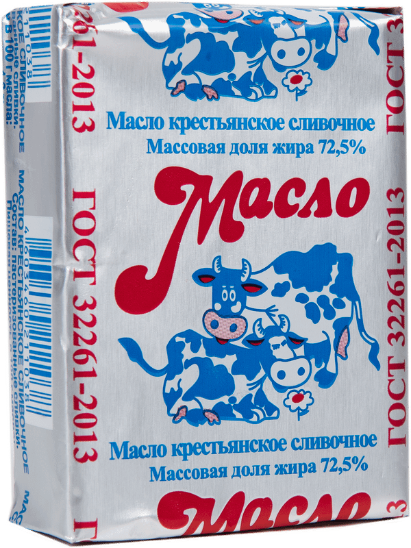 Масло сливочное Славмо Крестьянское 72.5%, 185г
