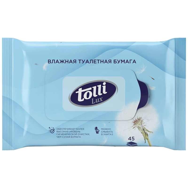 Туалетная бумага Tolli Lux влажная, 45шт