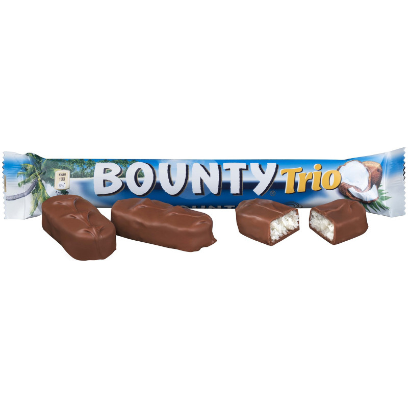 Батончик шоколадный Bounty Трио, 82.5г — фото 1