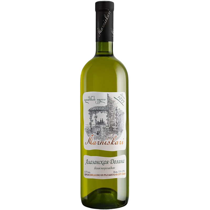 Вино Marniskari Алазанская Долина белое полусладкое 11-13%, 750мл