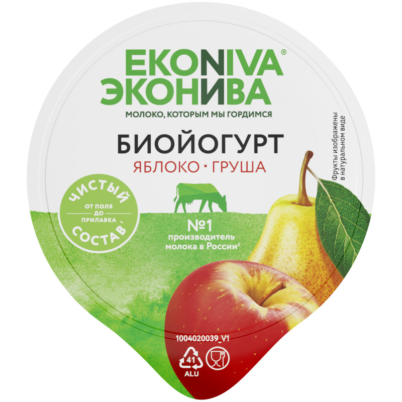 Биойогурт ЭкоНива яблоко-груша 2.8%, 125г — фото 1