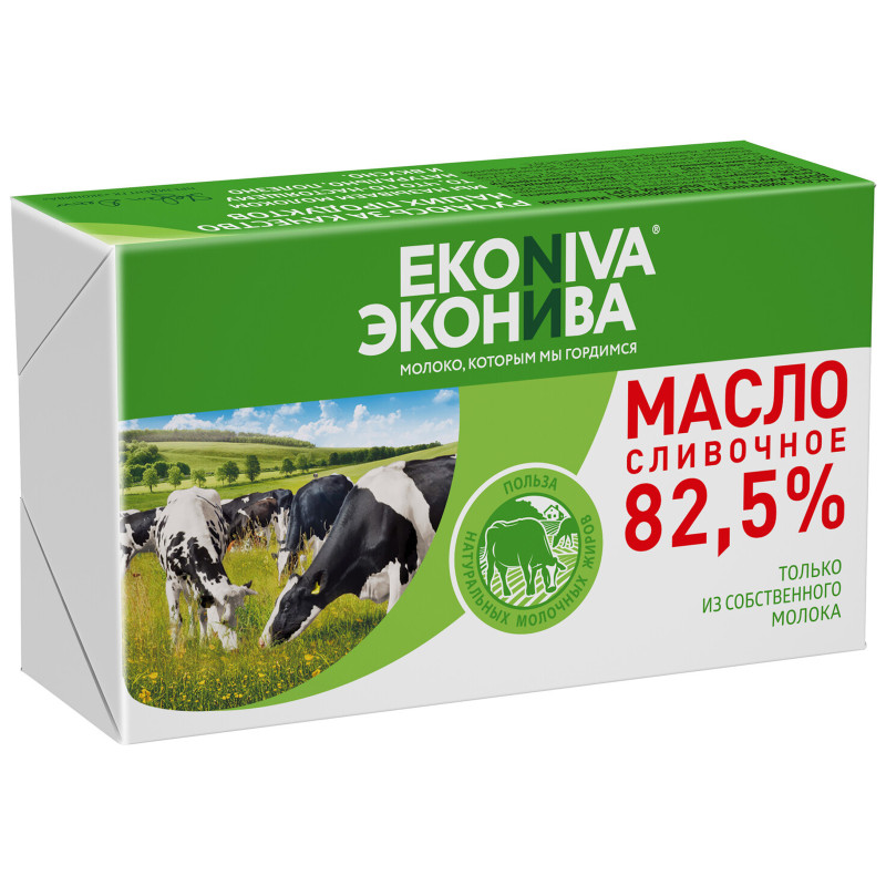 Масло сладкосливочное Ekoniva Традиционное 82.5%, 350г — фото 1