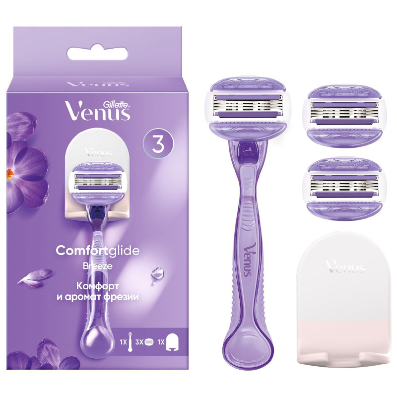 Бритва Gillette Venus Comfortglide Breeze безопасная со сменными кассетами, 3шт — фото 2