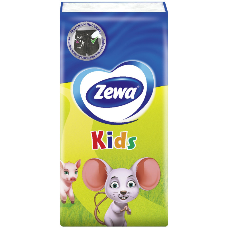 Платки носовые бумажные Zewa Kids 3 слоя, 10x10шт — фото 4