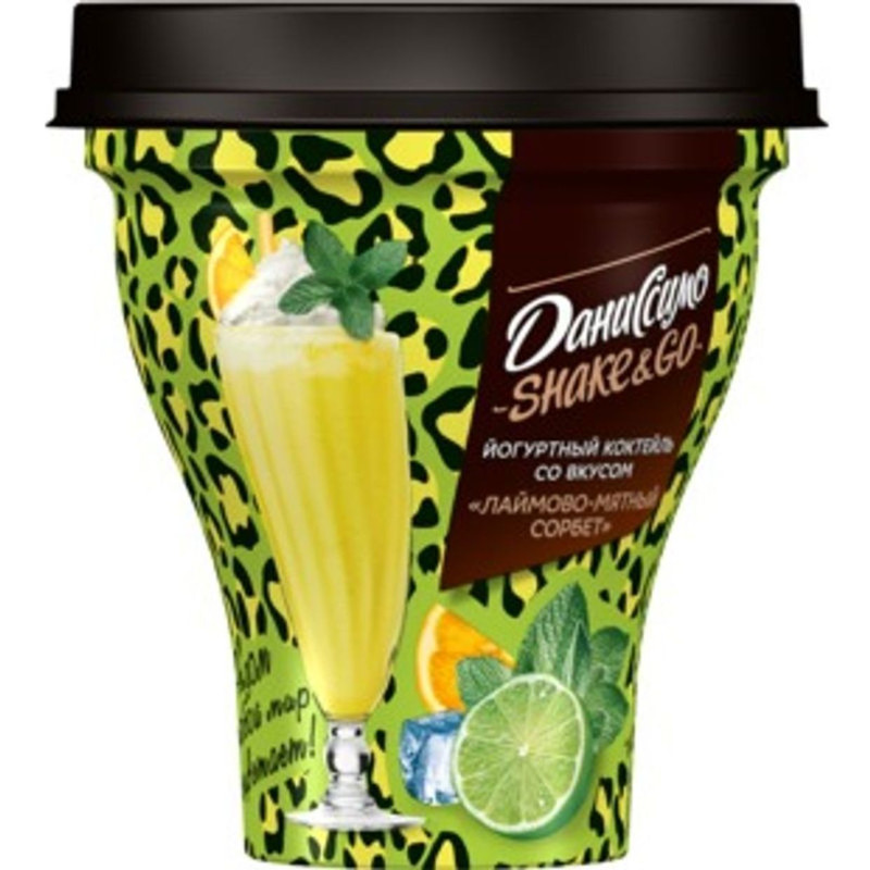 Коктейль йогуртный Даниссимо Shake&Go лайм-мята-сорбет 5.2%, 260мл