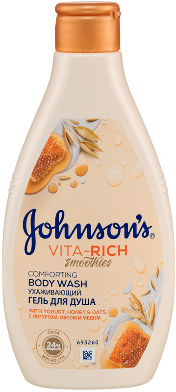 Гель Johnsons для душа Vita-Rich Смузи с йогуртом овсом и мёдом ухаживающий, 250мл