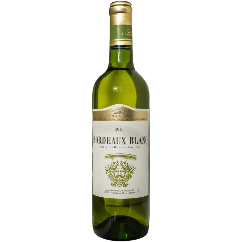 Вино Club Des Sommeliers Bordeaux Blanc белое сухое 12%, 750мл