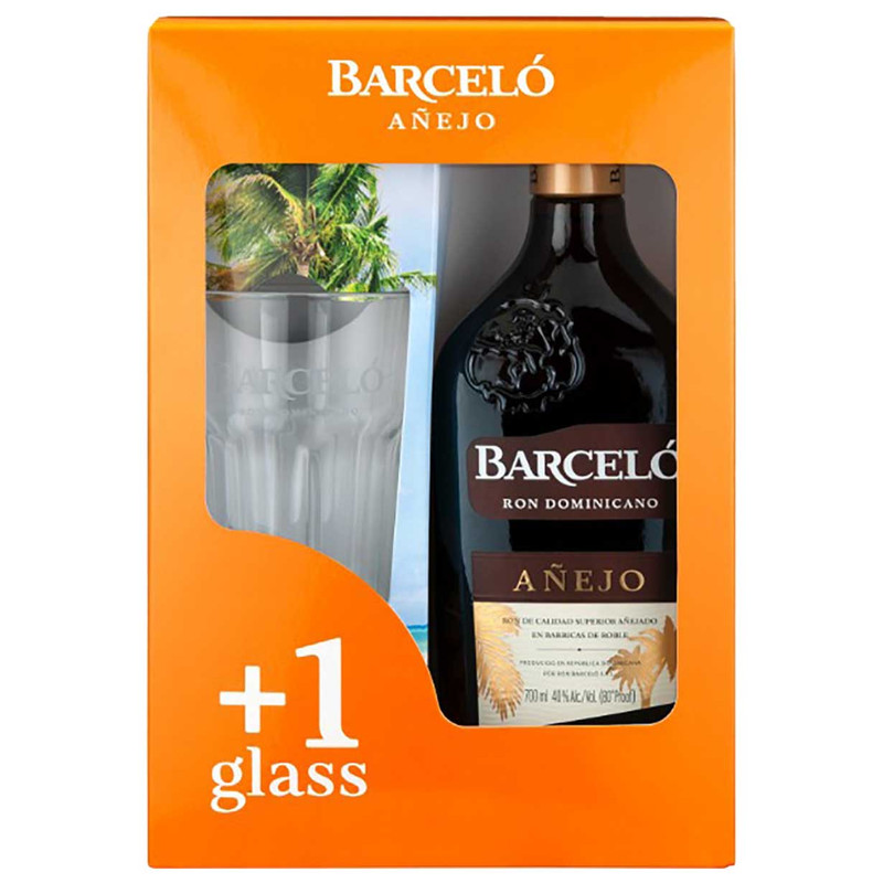 Ром Barcelo Аньехо 40%, 700мл + стакан — фото 1