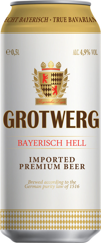 Пиво Grotwerg Байриш хель светлое 4.9%, 500мл