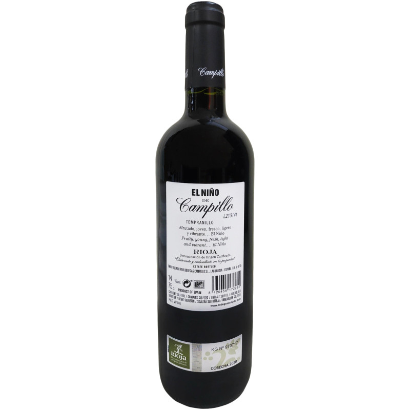 Вино El Niño de Campillo Tempranillo Rioja DOCa красное сухое 13,5%, 750мл — фото 1