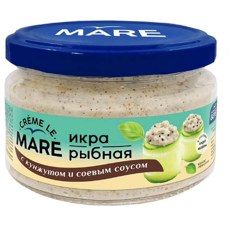 Икра Creme Le Mare рыбная слабосоленая с кунжутом и соевым соусом,165г