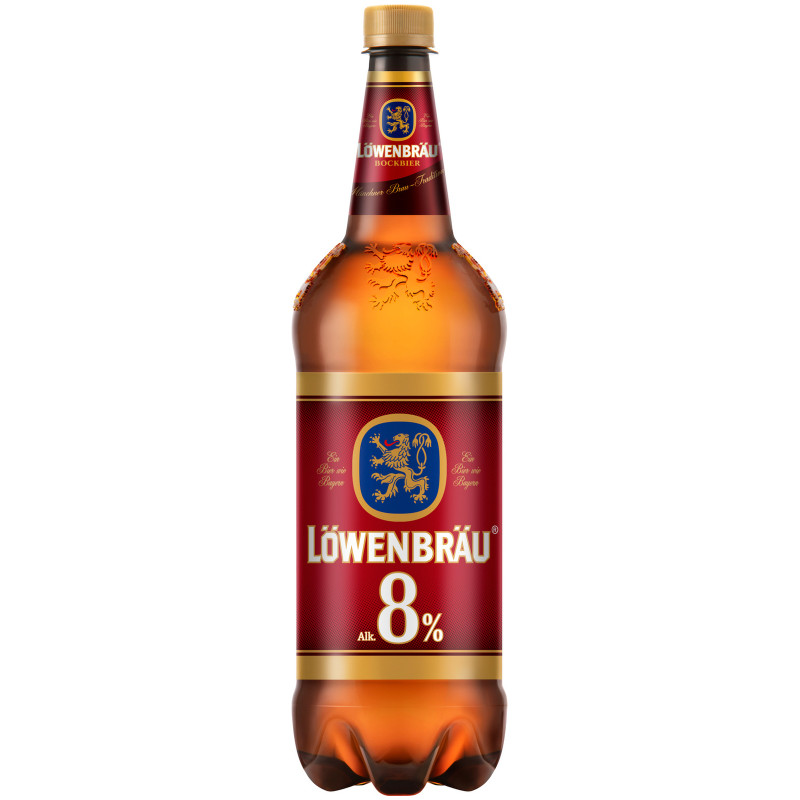 Пиво Löwenbräu Bockbier крепкое светлое пастеризованное 8%, 1.3л