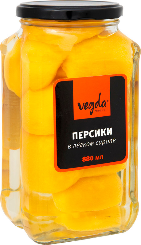 Персики Vegda Product в лёгком сиропе, 880г