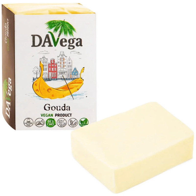 Продукт Davega веганский на основе кокосового масла с ароматом сыра Гауда, 200г — фото 1