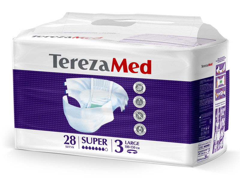 Подгузники Terezamed Super №3 одноразовые для больных с недержанием р.Large, 28шт — фото 2