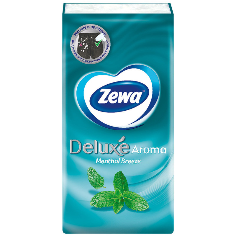 Платки носовые бумажные Zewa Deluxe Ментол 3 слоя, 10х10шт — фото 2