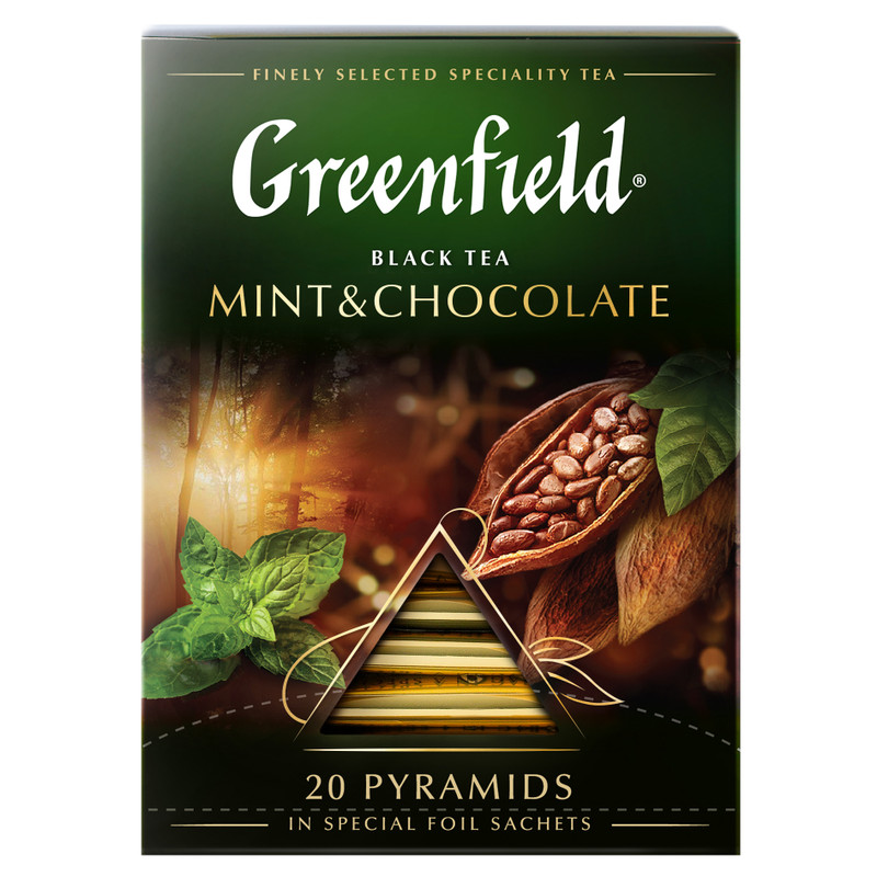 Чай Greenfield Mint&Chocolate чёрный ароматизированный в пирамидках, 20х1.8г