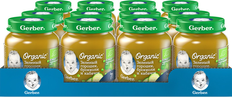 Пюре Gerber Organic зелёный горошек брокколи и кабачок с 7 месяцев, 125г — фото 3