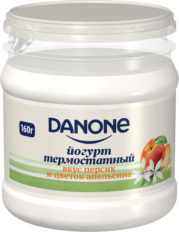 Йогурт Danone термостатный персик-цветок апельсина 3.3%, 160г — фото 1
