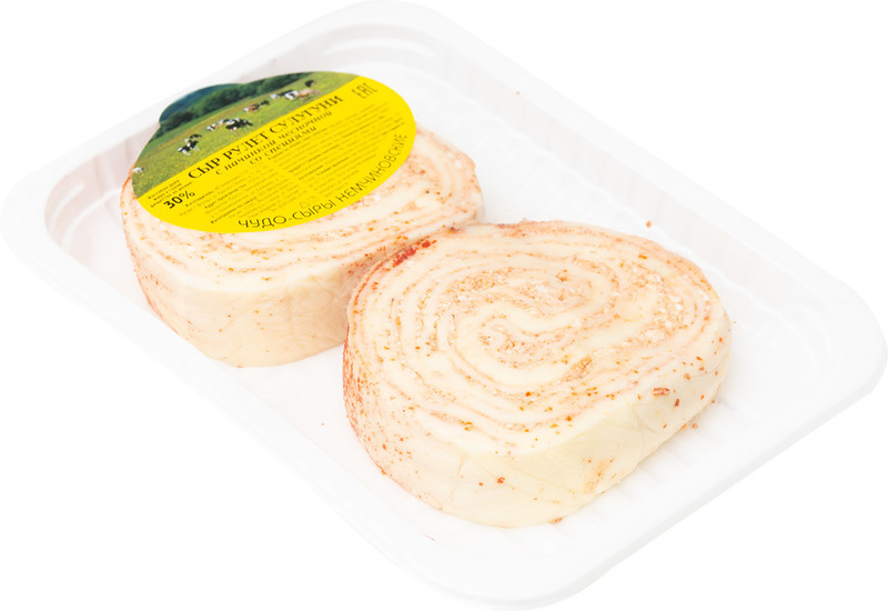 Сыр Сулугуни рулет с чесноком и специями 30% — фото 1