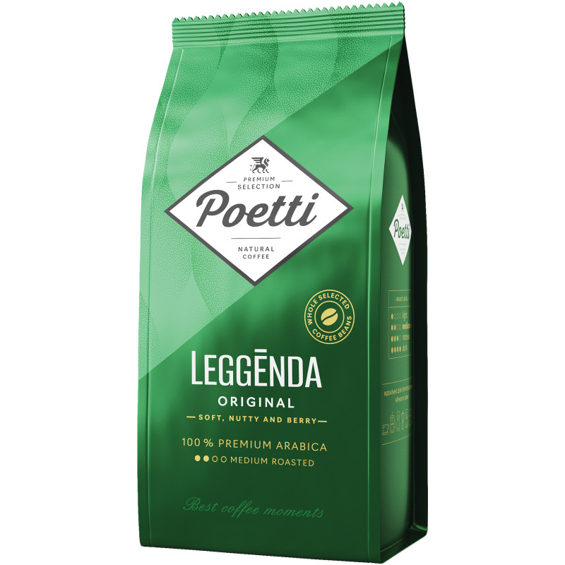 Кофе Poetti Leggenda Original натуральный жареный в зернах, 1000г — фото 1