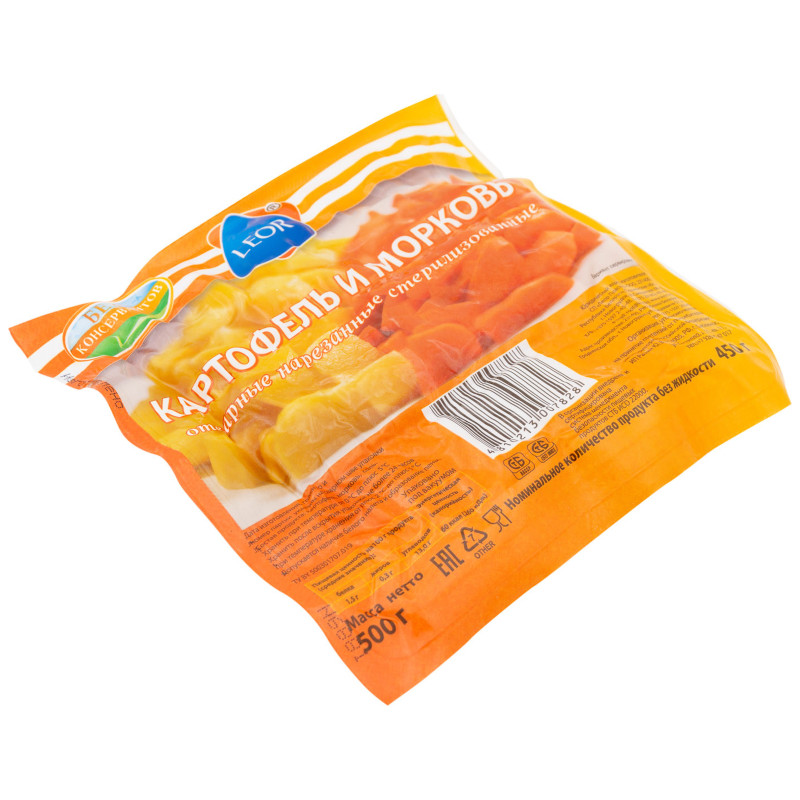 Набор овощей Leor картофель + морковь отварные нарезанные, 500г — фото 1