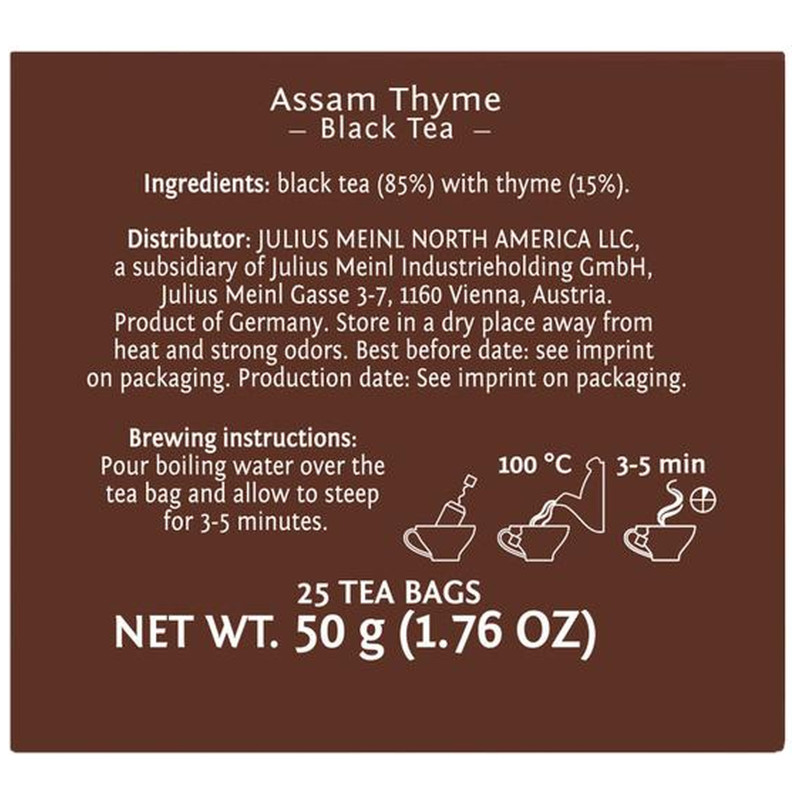 Чай Julius Meinl Ассам черный с чабрецом в пакетиках, 25x2г — фото 1