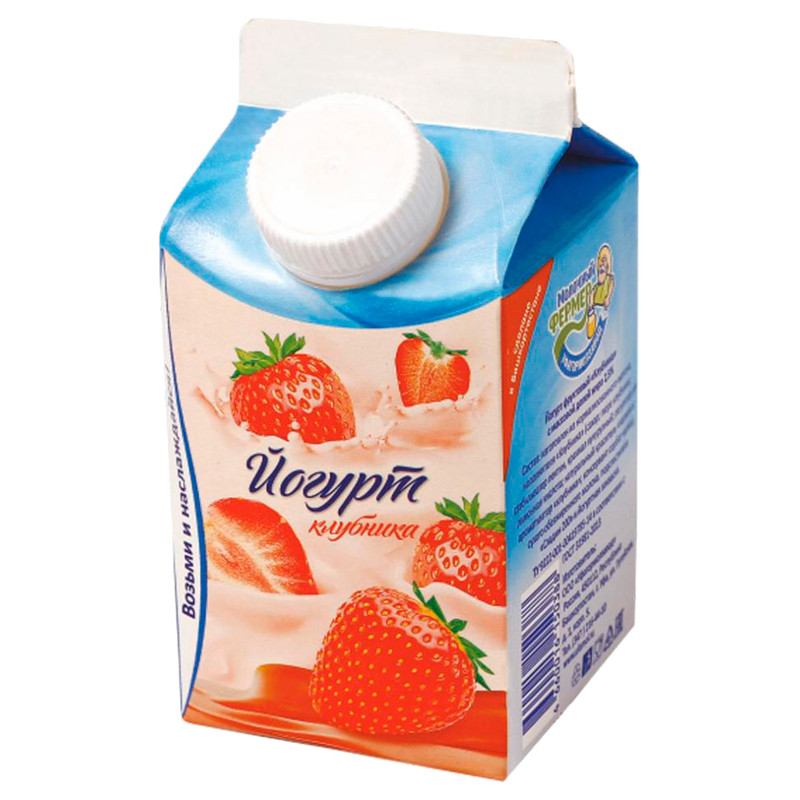 Йогурт Молочный Фермер клубника 2.5%, 450мл