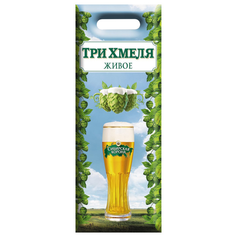 Пиво Сибирская Корона 3 хмеля светлое нефильтрованное 5%, 1л — фото 1