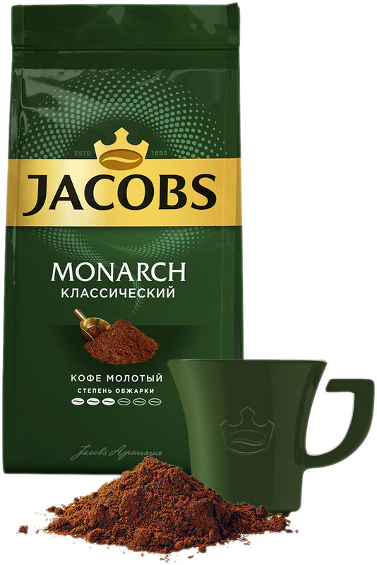Кофе Jacobs Monarch классический жареный молотый, 230г — фото 1