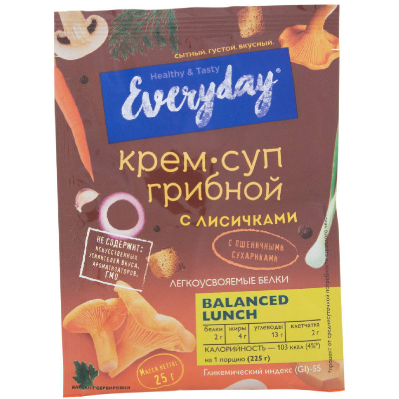 Крем-суп Everyday грибной с лисичками и пшеничными сухариками, 25г - купить с доставкой в Москве в Перекрёстке