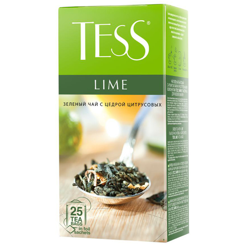 Чай Tess Лайм зелёный в пакетиках, 25х1.5г — фото 1
