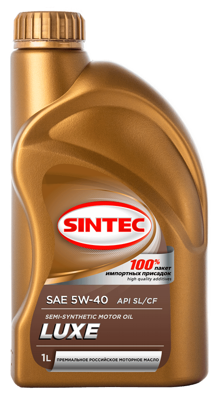 Масло Sintec Luxe моторное полусинтетическое универсальное SAE 5W-40 API SL/CF, 1л