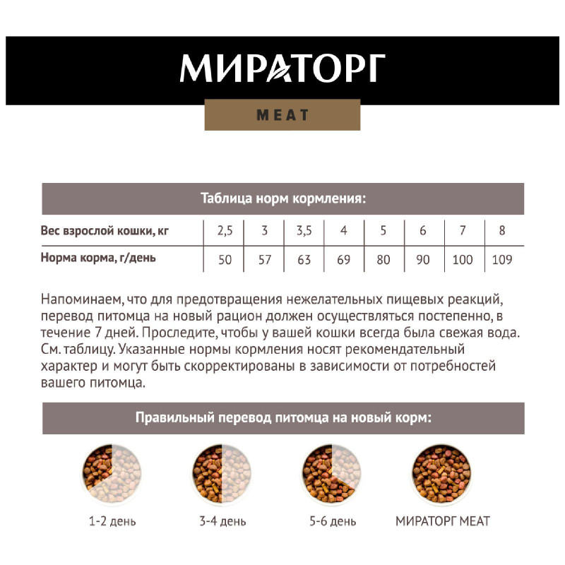 Сухой корм Мираторг Meat с нежной телятиной для взрослых кошек, 750г — фото 5