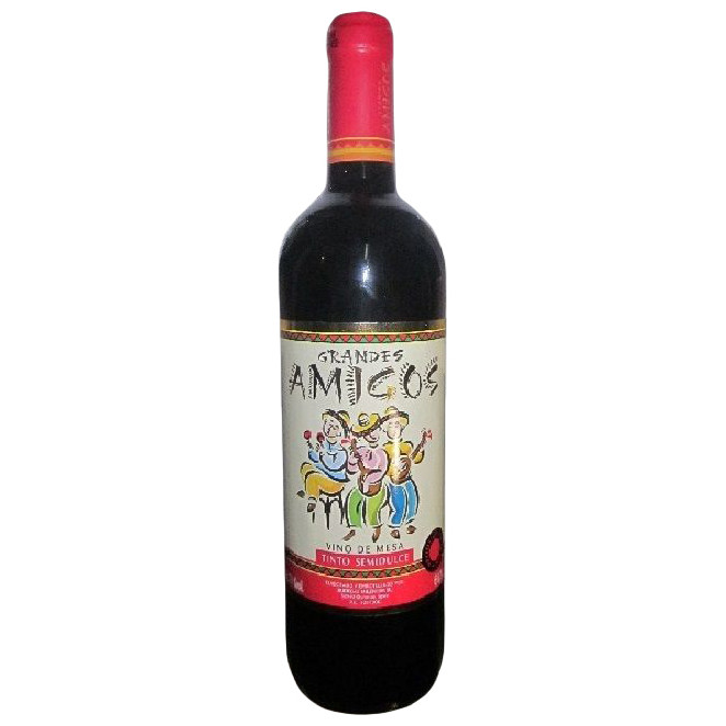Вино Grandes Amigos красное полусладкое 10-13%, 750мл