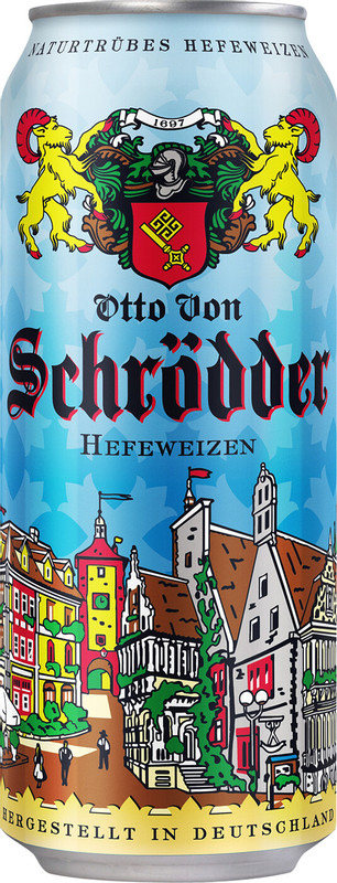 Пиво Otto Von Schrodder пшеничное светлое нефильтрованное 5%, 500мл