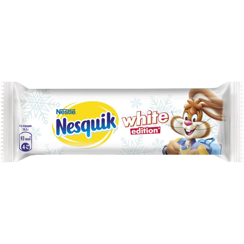 Батончик Nestlé Nesquik с какао-нугой покрытая белым шоколадом, 39г